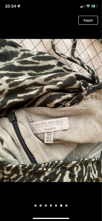 s Beden Pull Bear Zebra Mini Elbise