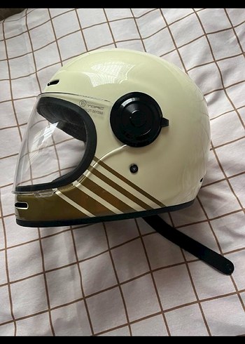 Beyaz Retro Seramik Motosiklet Kaskı - Görsel 2