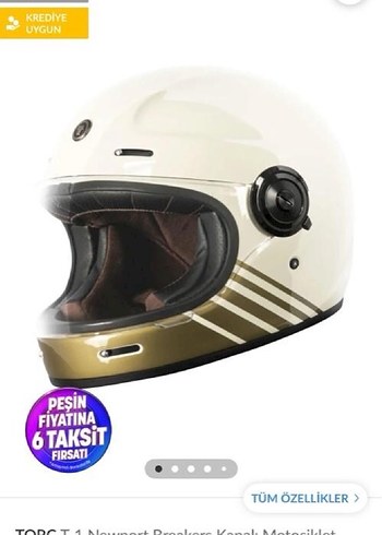 Beyaz Retro Seramik Motosiklet Kaskı - Görsel 5