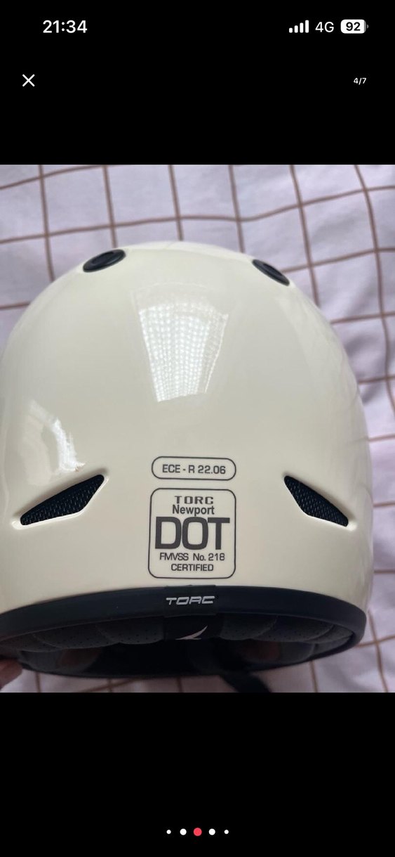 Beyaz Retro Seramik Motosiklet Kaskı - Görsel 4