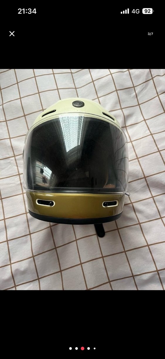 Beyaz Retro Seramik Motosiklet Kaskı - Görsel 3