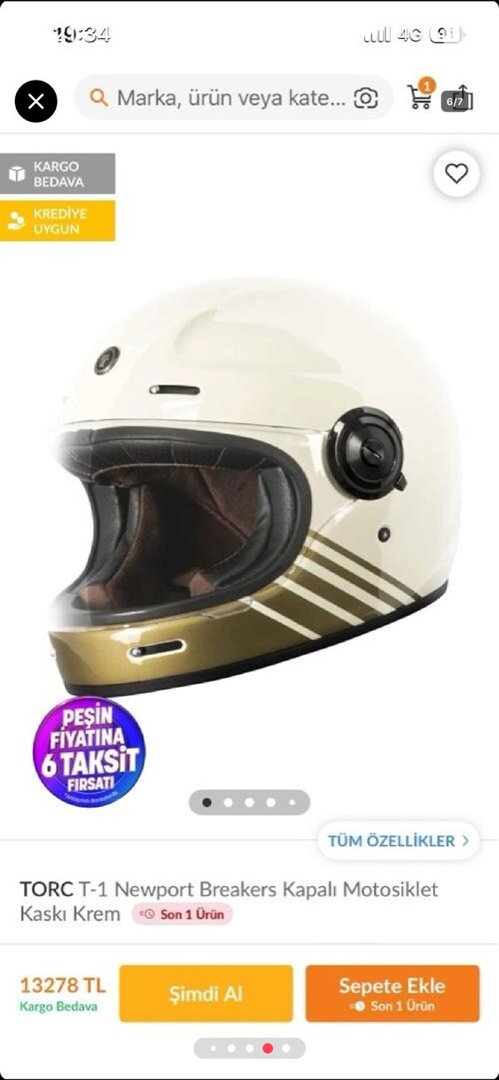 Beyaz Retro Seramik Motosiklet Kaskı - Görsel 5