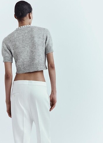 Zara Zara Taşlı Crop Hırka