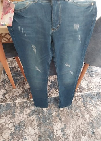 Kadın Mavi Bol Kesim Denim Pantolon