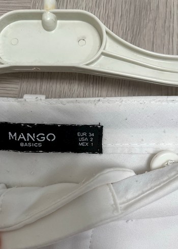 Mango 2li set: Beyaz Regular Fit Midi Kumaş Pantolon ve Gömlek