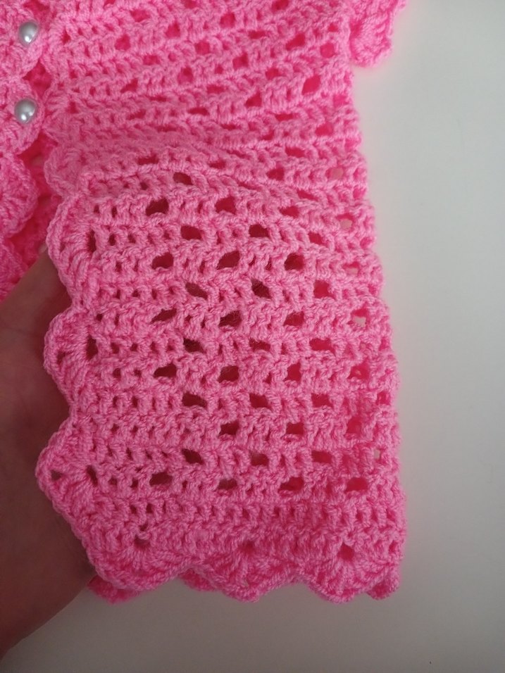 Pembe Örgü Kız Çocuk Kolsuz Hırka - Görsel 4
