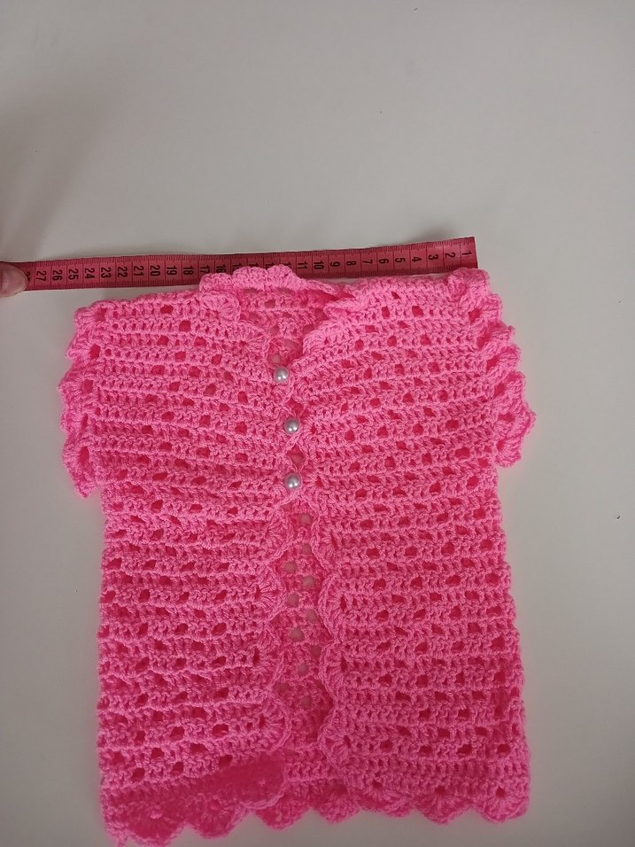 Pembe Örgü Kız Çocuk Kolsuz Hırka - Görsel 3