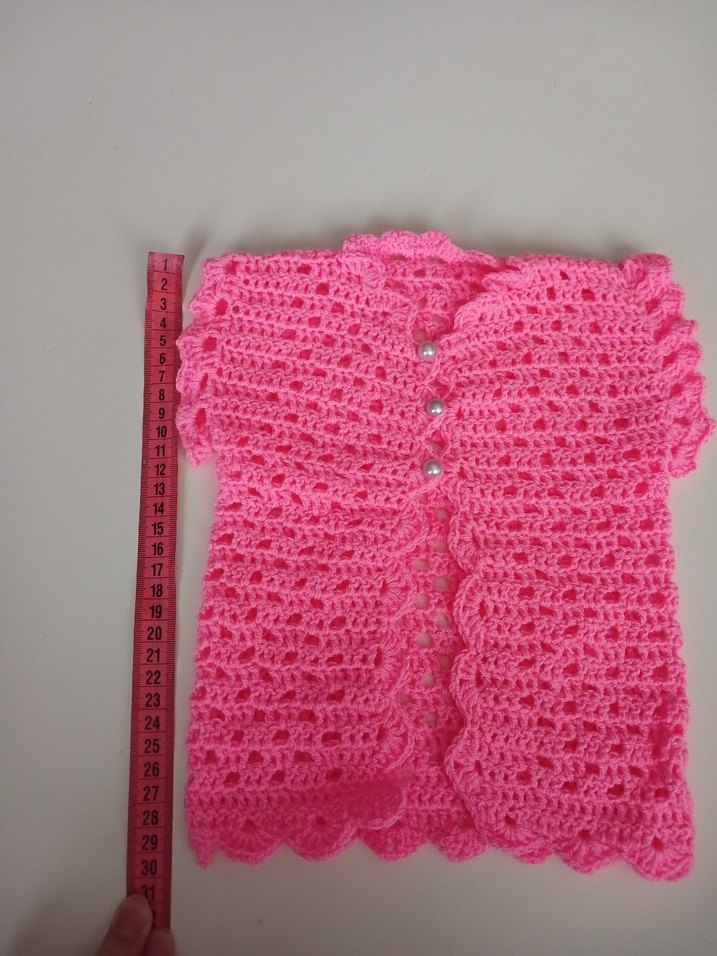 Pembe Örgü Kız Çocuk Kolsuz Hırka - Görsel 2