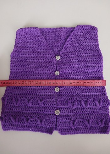 Mor Örgü Kız Çocuk Süveter - Görsel 3