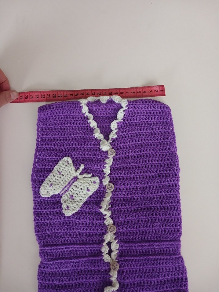 Mor Örgü Kız Hırka Nakışlı - Görsel 3