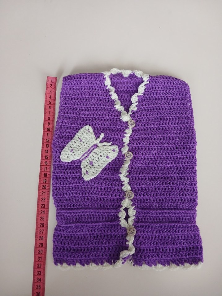 Mor Örgü Kız Hırka Nakışlı - Görsel 2