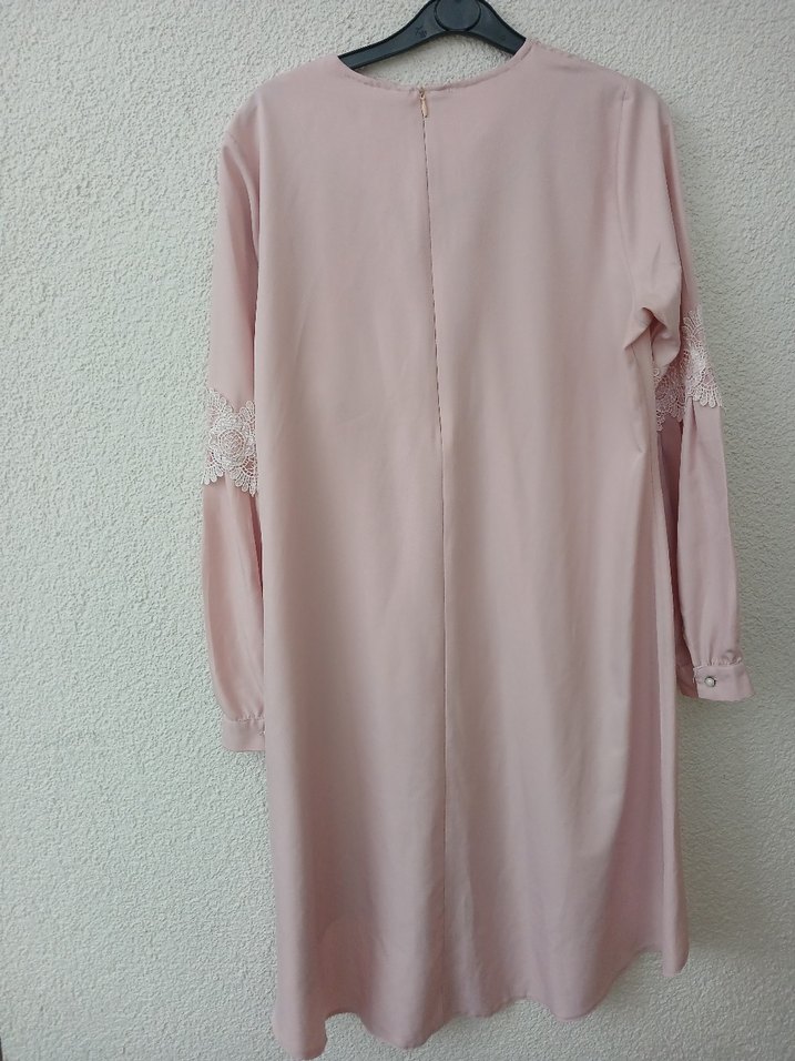 Pembe Midi Kadın Tunik Dantel Detaylı - Görsel 5