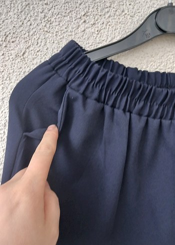 Lacivert Kadın Rahat Kesim Kumaş Pantolon - Görsel 3