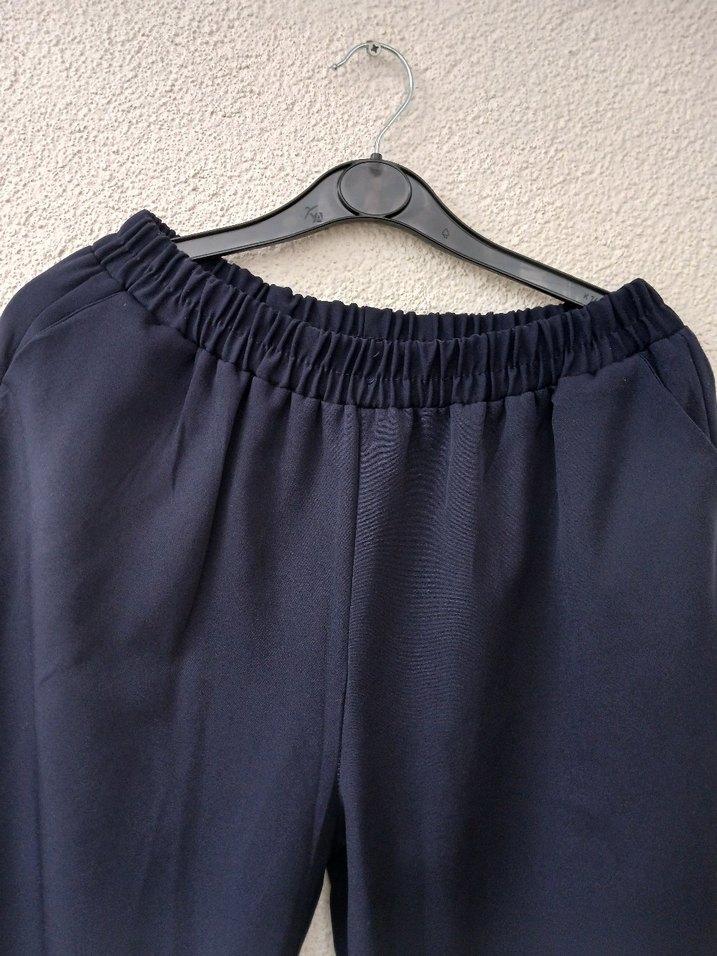 Lacivert Kadın Rahat Kesim Kumaş Pantolon - Görsel 2