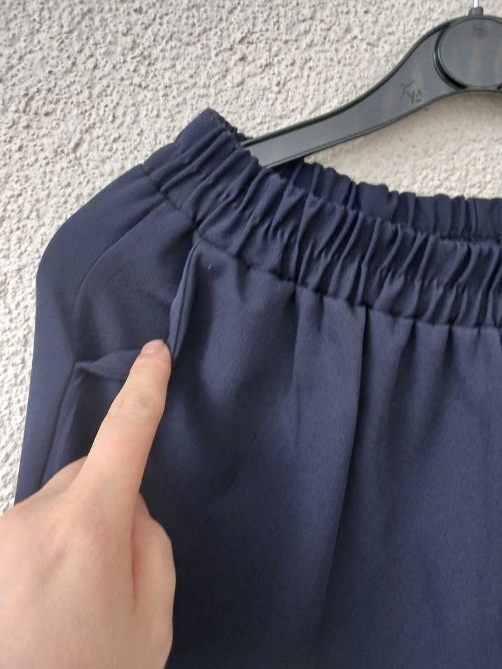 Lacivert Kadın Rahat Kesim Kumaş Pantolon - Görsel 3