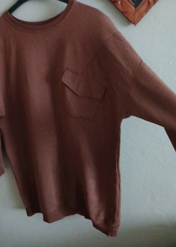 Kadın Kahverengi Süet Sweatshirt - Görsel 2