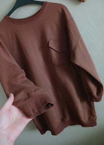 Kadın Kahverengi Süet Sweatshirt - Görsel 3