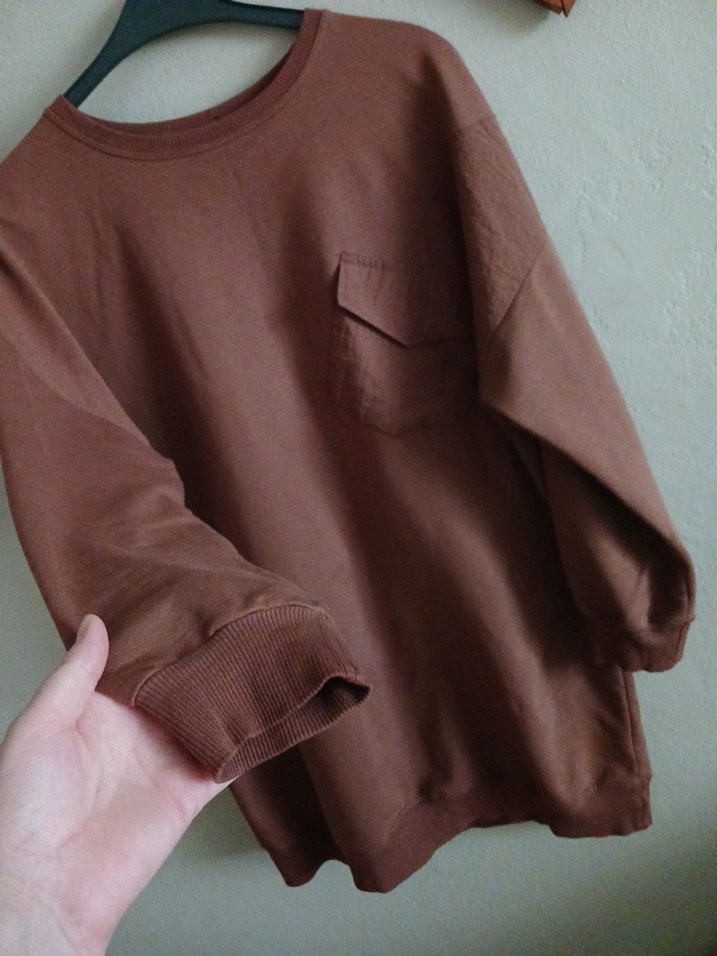 Kadın Kahverengi Süet Sweatshirt - Görsel 3