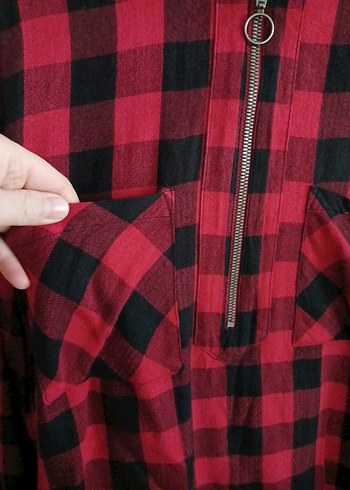 Kırmızı Kareli Uzun Kollu Salaş Gömlek - Görsel 6