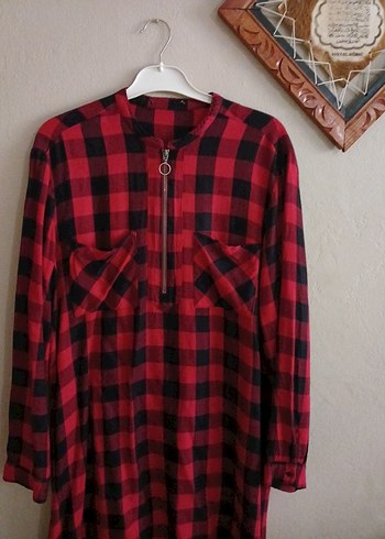 Kırmızı Kareli Uzun Kollu Salaş Gömlek - Görsel 2