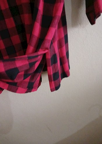 Kırmızı Kareli Uzun Kollu Salaş Gömlek - Görsel 5