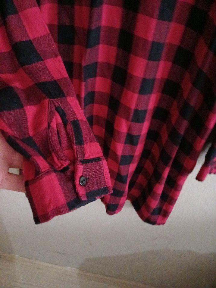 Kırmızı Kareli Uzun Kollu Salaş Gömlek - Görsel 4