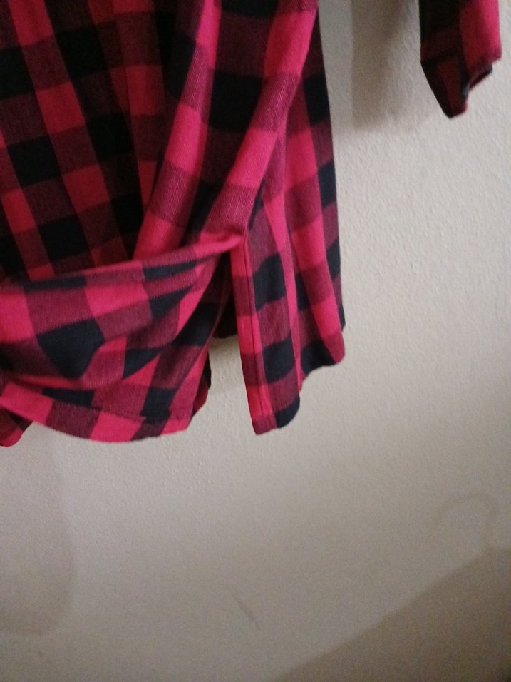 Kırmızı Kareli Uzun Kollu Salaş Gömlek - Görsel 5