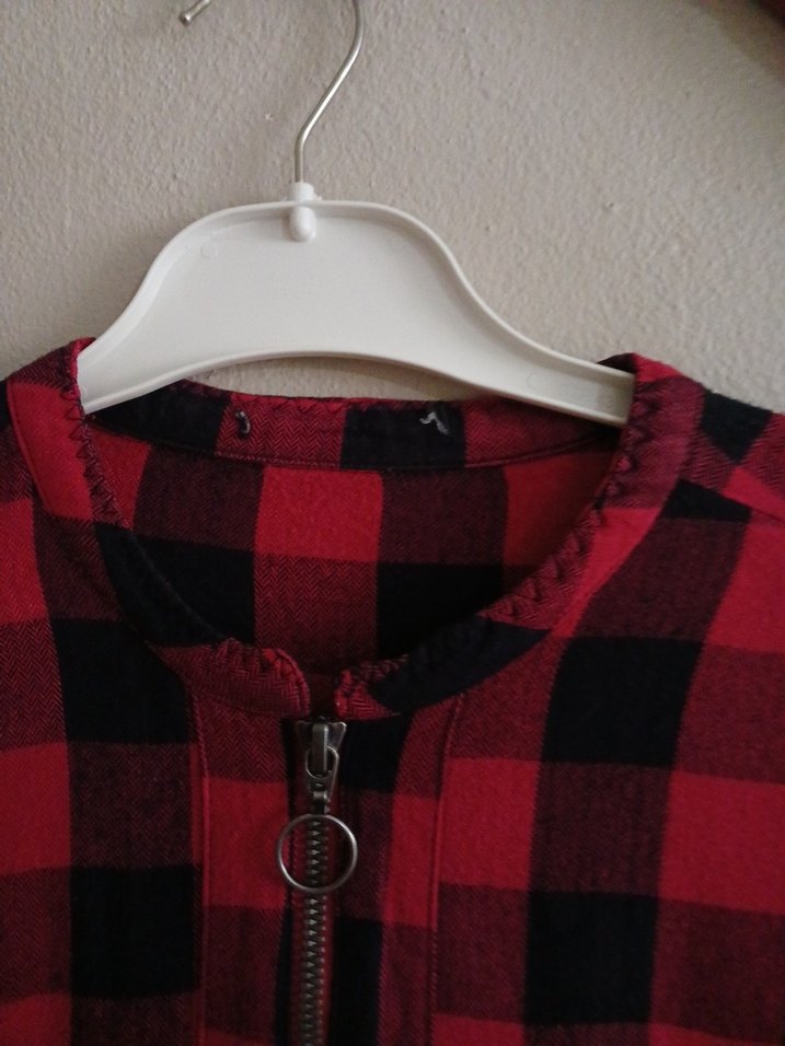 Kırmızı Kareli Uzun Kollu Salaş Gömlek - Görsel 3