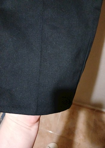 Erkek Siyah Denim Kemerli Kumaş Pantolon - Görsel 3