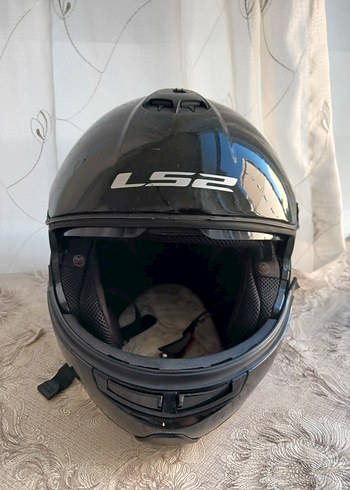 LS2 Siyah Deri Kemerli Motosiklet Kaskı