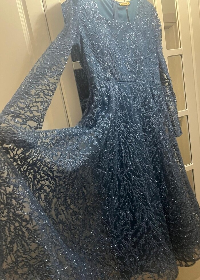 Mavi abiye sadece dügünde giyildi tertemiz - Görsel 3