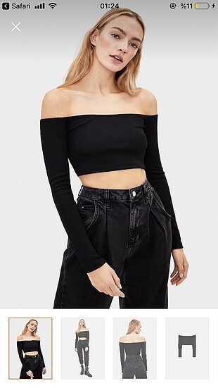 Bershka omzu açık fitilli top