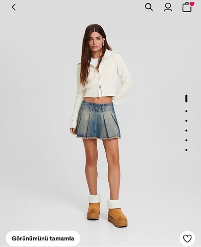 Bershka soluk efektli pileli etek