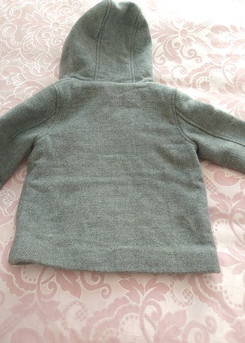 Gri Kapüşonlu Düğmeli erkek Çocuk Kabanı - Görsel 3