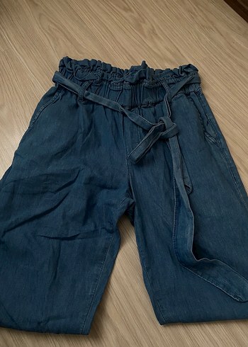 36 Beden Kemerli Lacivert Kadın Kot Pantolon