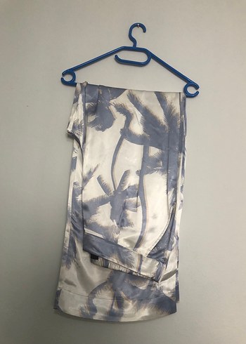 Geniş Kesim Mavi Batik Desenli Kadın Kumaş Pantolon - Görsel 2