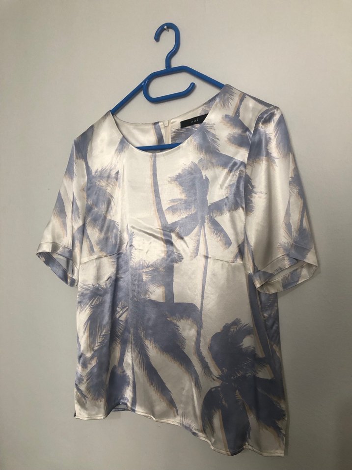 Geniş Kesim Mavi Batik Desenli Kadın Kumaş Pantolon - Görsel 3