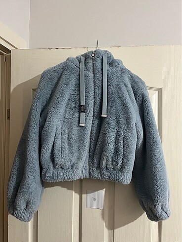 Kapüşonlu peluş ceket