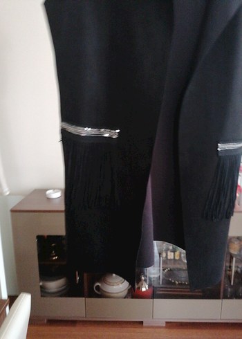 Siyah Süet Kemerli Midi Kadın Yelek - Görsel 2