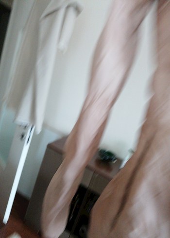 Bej Parlak Mini Kadın Ceket Yüksek Yaka - Görsel 4