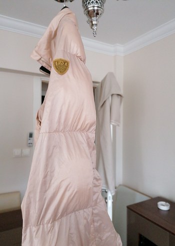 Bej Parlak Mini Kadın Ceket Yüksek Yaka - Görsel 3