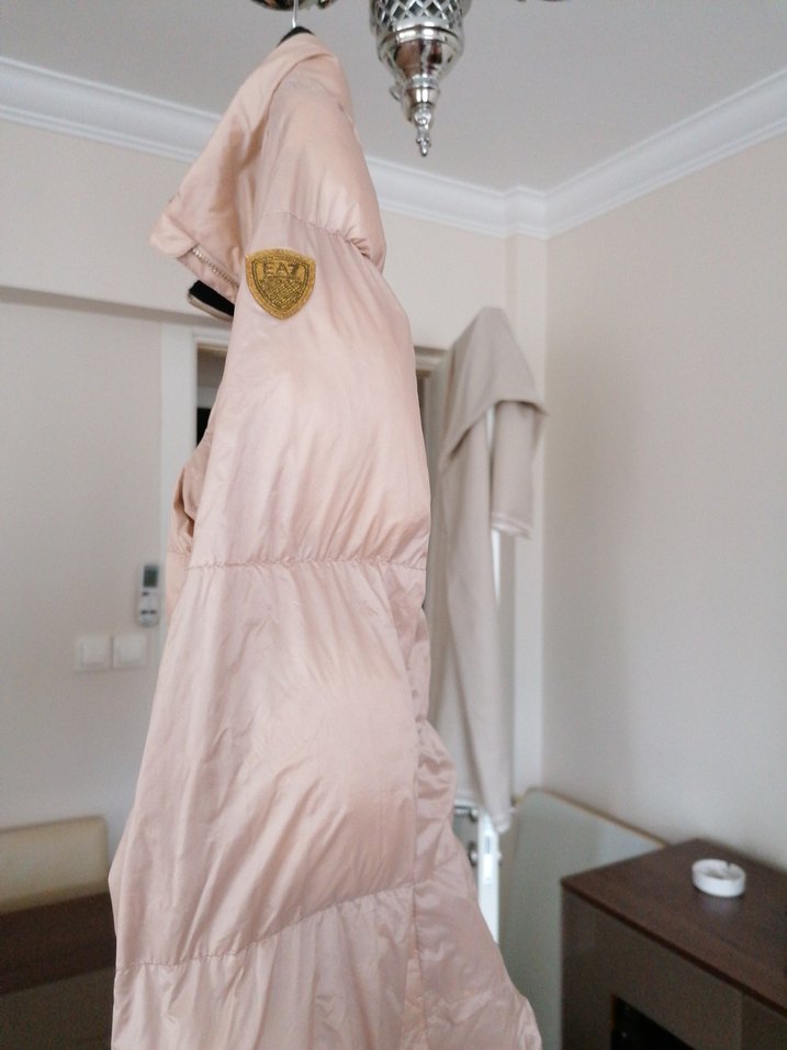 Bej Parlak Mini Kadın Ceket Yüksek Yaka - Görsel 3