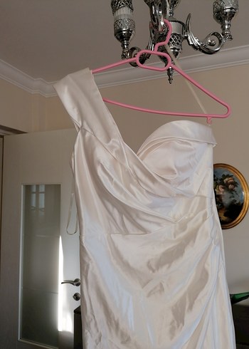 Beyaz Straplez A Kesim Uzun Gelinlik - Görsel 3