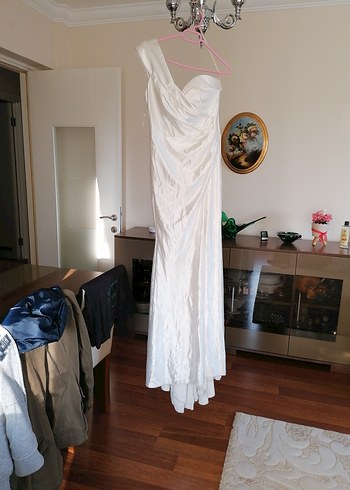 Beyaz Straplez A Kesim Uzun Gelinlik - Görsel 2