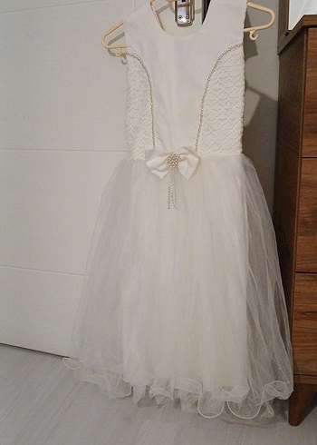 Beyaz Dantelli Kız Çocuk Abiye Elbise - Görsel 2