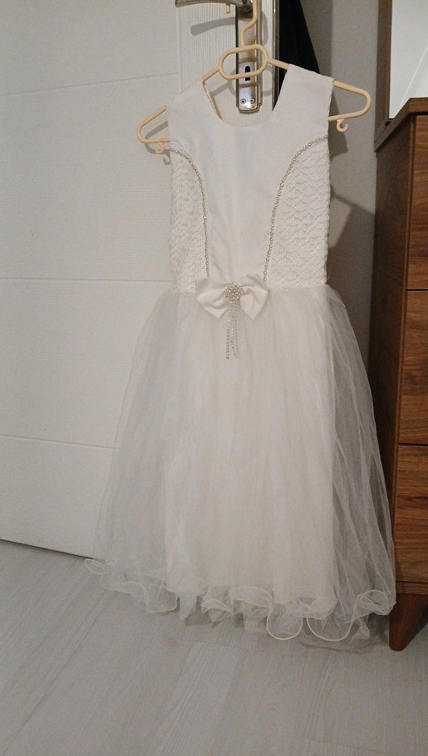 Beyaz Dantelli Kız Çocuk Abiye Elbise - Görsel 2