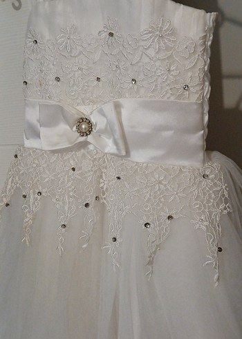 Dantel Detaylı Beyaz Kız Çocuk Elbisesi - Görsel 3