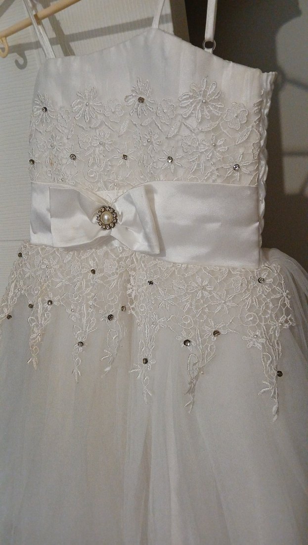 Dantel Detaylı Beyaz Kız Çocuk Elbisesi - Görsel 3