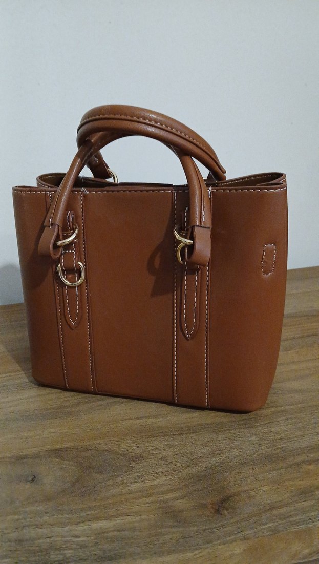 Klasik Kahverengi Deri Kadın Çanta - Görsel 2