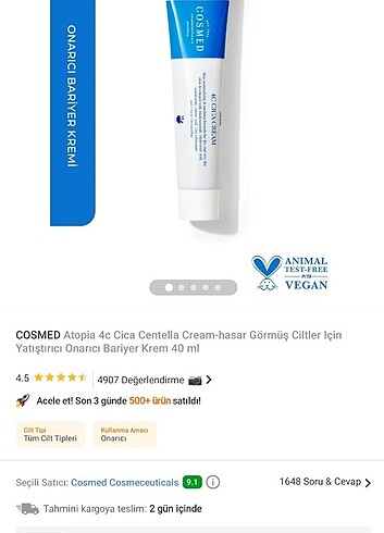 Beden COSMED Atopia 4c Cica Centella Cream-hasar Görmüş Ciltler Için Y